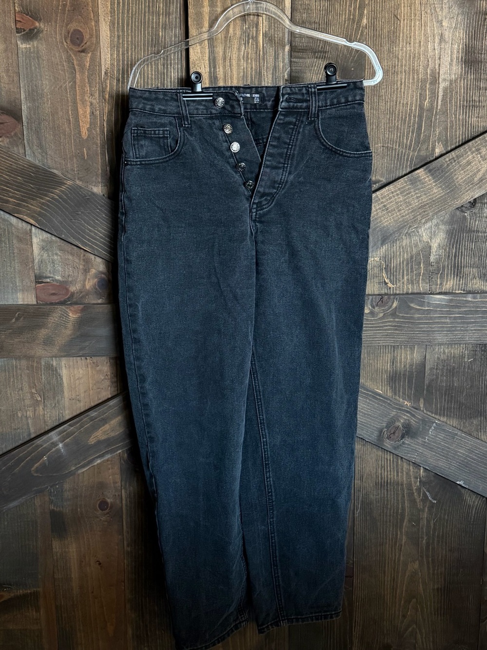 PrettyLittleThing High Rise Black Button-Fly Jeans